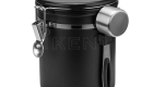 coffee bean canister stainless steel black CO2 exhaust lid container with scoop manufacture factory