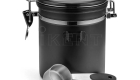 coffee bean canister stainless steel black CO2 exhaust lid container with scoop manufacture factory