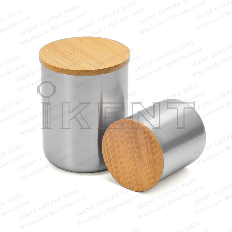 304 stainless steel bamboo wooden lid canister matcha powder airtight container manufacturer factory supplier