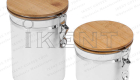 airtight canister container wooden lid stainless steel