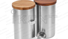 stainless steel bamboo wooden lid canister coffee bean tea matcha powder container manufacturer factory supplier