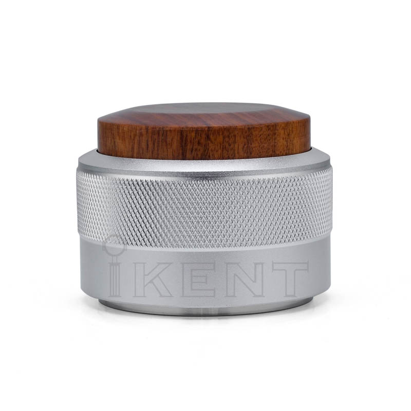 ikent coffee calibrated spring loaded tamper stainless steel base wooden handle auto rebound tamper barista tools manufacturer factory